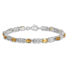 Sterling Silver Rhodium-plated Citrine Bracelet QX851CI