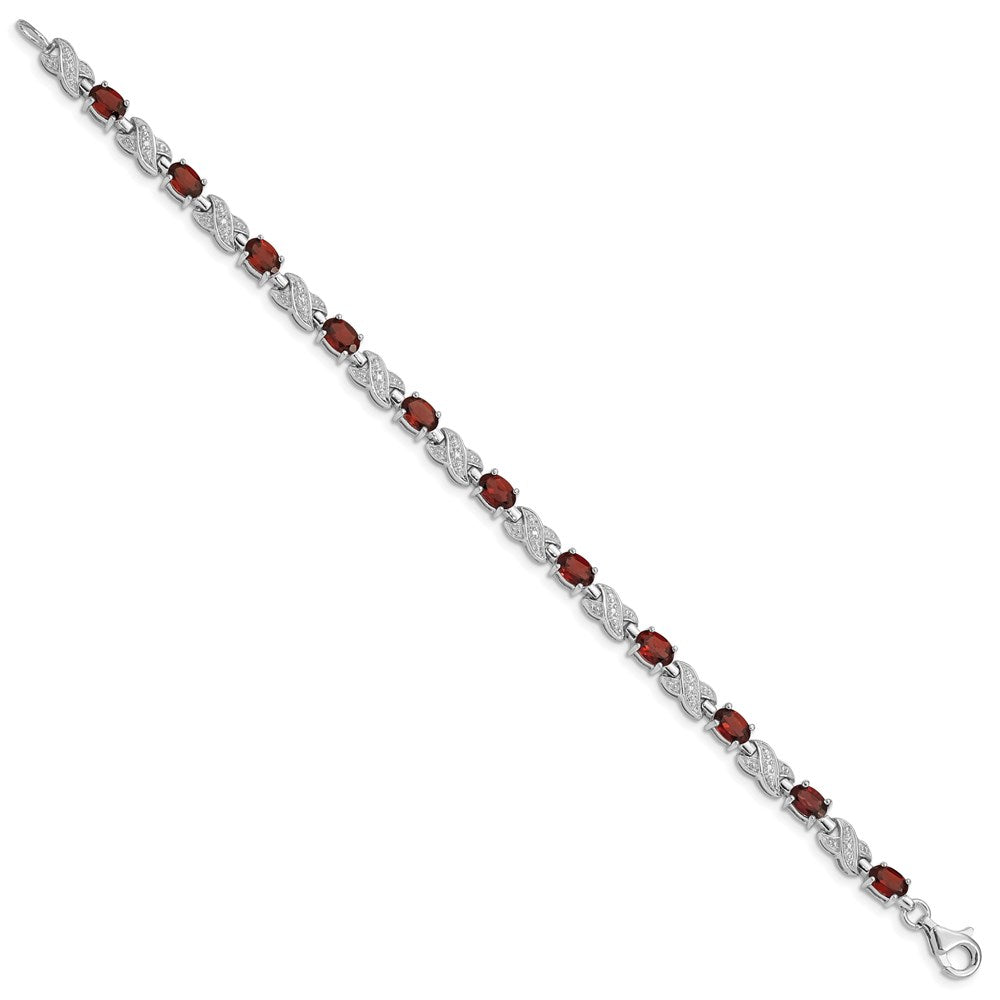 Sterling Silver Rhodium-plated Garnet Bracelet QX851GA