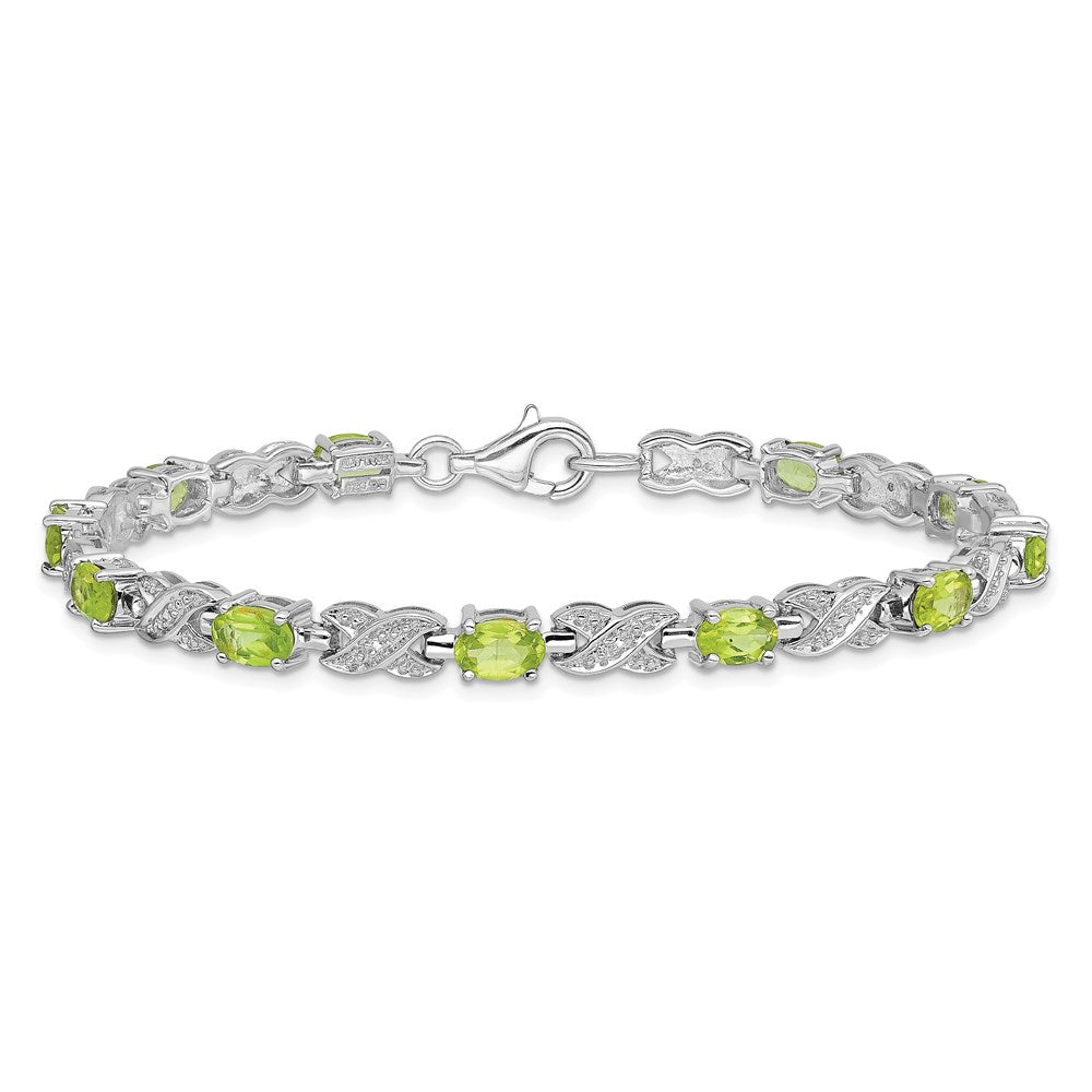 Sterling Silver Rhodium-plated Peridot Bracelet QX851PE