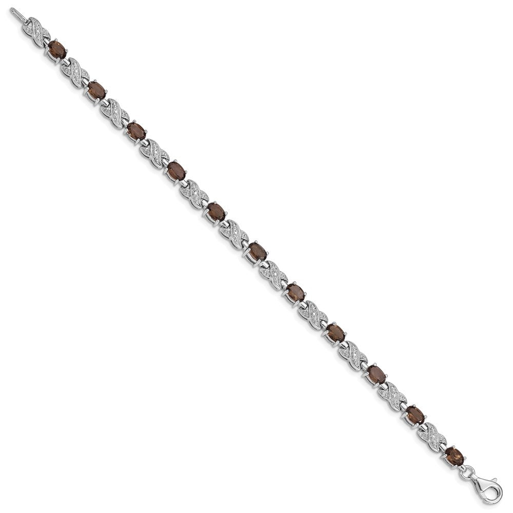 Sterling Silver Rhodium-plated Smoky Quartz Bracelet QX851SQ