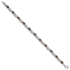 Sterling Silver Rhodium-plated Smoky Quartz Bracelet QX851SQ
