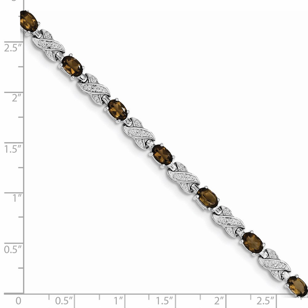 Sterling Silver Rhodium-plated Smoky Quartz Bracelet QX851SQ