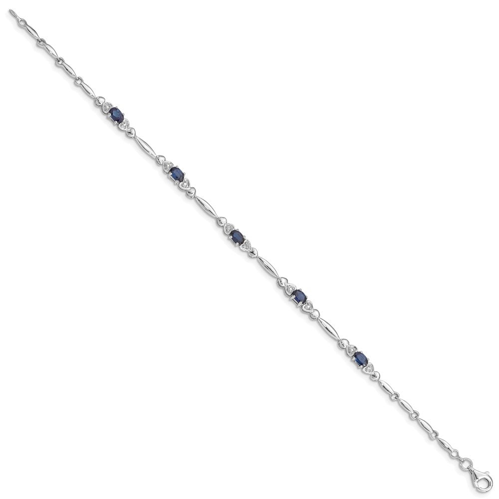 Sterling Silver Rhodium-plated Sapphire and Diamond Bracelet QX852S