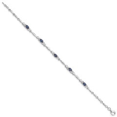 Sterling Silver Rhodium-plated Sapphire and Diamond Bracelet QX852S
