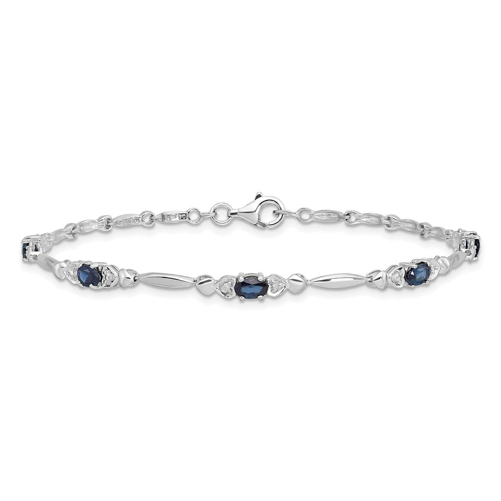 Sterling Silver Rhodium-plated Sapphire and Diamond Bracelet QX852S