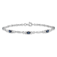 Sterling Silver Rhodium-plated Sapphire and Diamond Bracelet QX852S