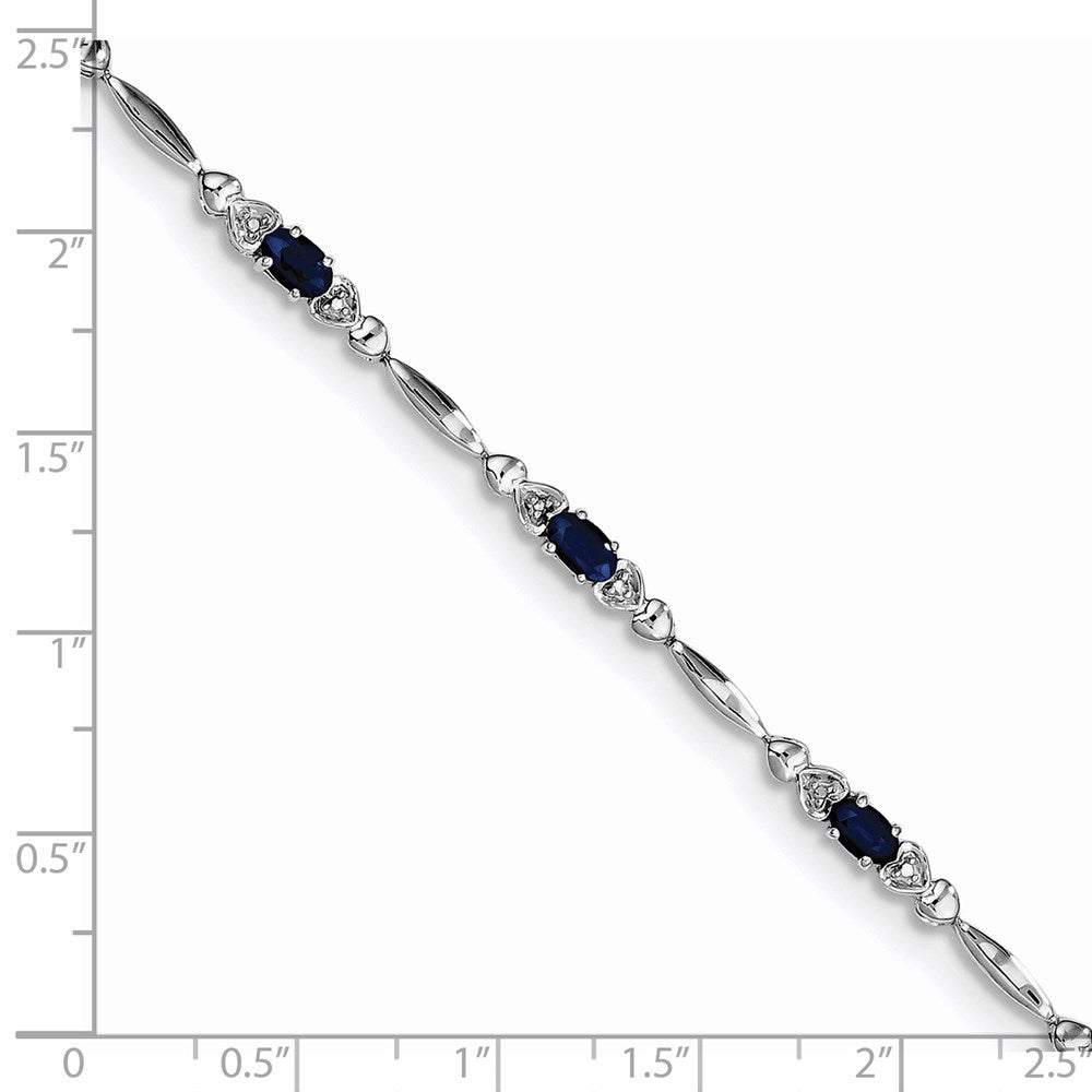 Sterling Silver Rhodium-plated Sapphire and Diamond Bracelet QX852S