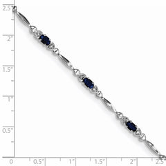 Sterling Silver Rhodium-plated Sapphire and Diamond Bracelet QX852S
