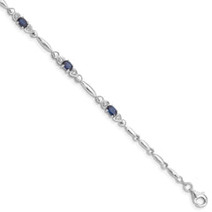 Sterling Silver Rhodium-plated Sapphire and Diamond Bracelet QX852S