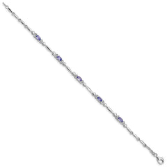 Sterling Silver Rhodium-plated Tanzanite and Diamond Bracelet QX852TZ