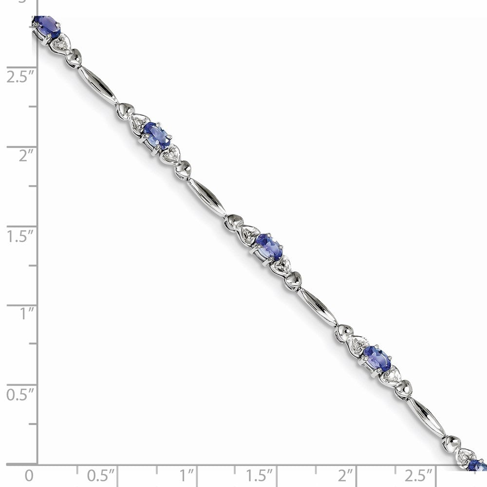 Sterling Silver Rhodium-plated Tanzanite and Diamond Bracelet QX852TZ