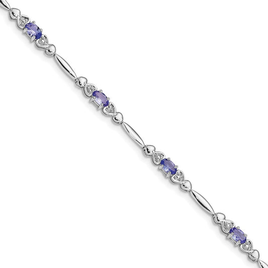 Sterling Silver Rhodium-plated Tanzanite and Diamond Bracelet QX852TZ