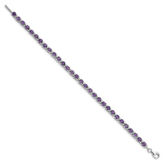 Sterling Silver Rhodium-plated Amethyst and Diamond Bracelet QX853AM