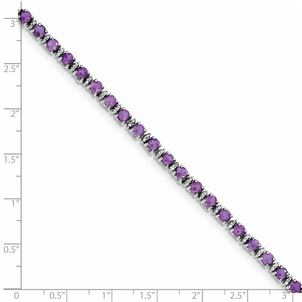 Sterling Silver Rhodium-plated Amethyst and Diamond Bracelet QX853AM