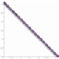 Sterling Silver Rhodium-plated Amethyst and Diamond Bracelet QX853AM