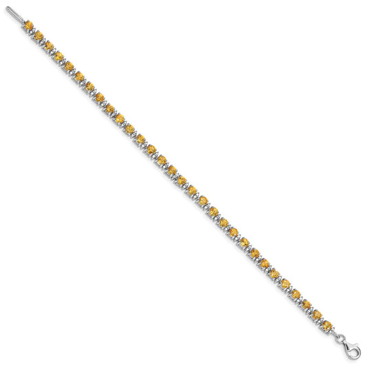 Sterling Silver Rhodium-plated Citrine and Diamond Bracelet QX853CI