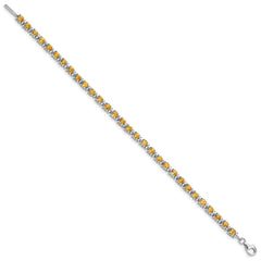 Sterling Silver Rhodium-plated Citrine and Diamond Bracelet QX853CI