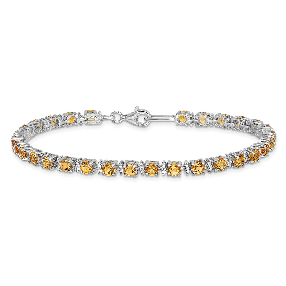 Sterling Silver Rhodium-plated Citrine and Diamond Bracelet QX853CI