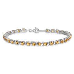 Sterling Silver Rhodium-plated Citrine and Diamond Bracelet QX853CI