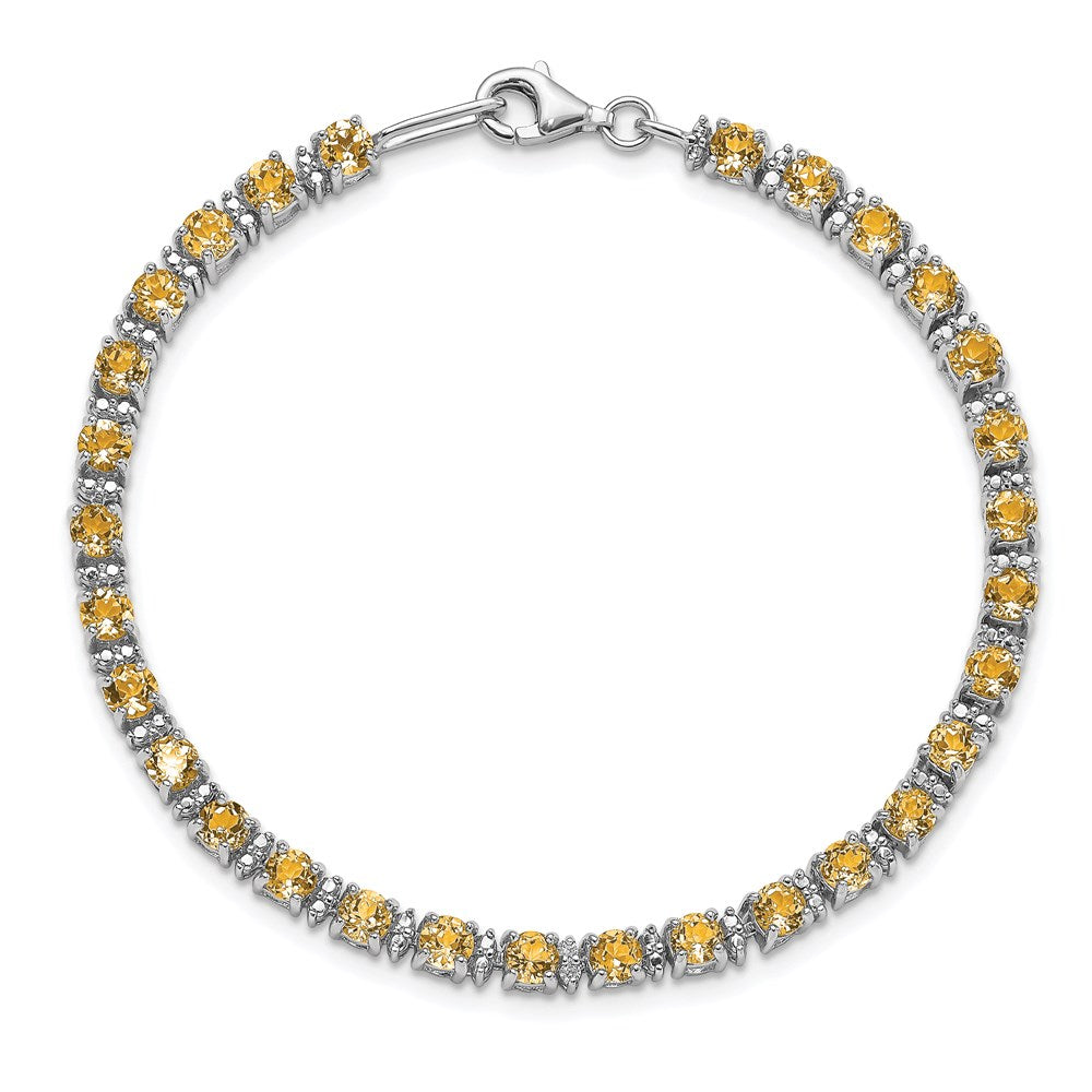 Sterling Silver Rhodium-plated Citrine and Diamond Bracelet QX853CI