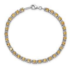 Sterling Silver Rhodium-plated Citrine and Diamond Bracelet QX853CI