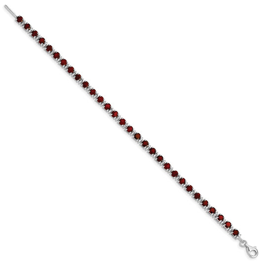 Sterling Silver Rhodium-plated Garnet and Diamond Bracelet QX853GA