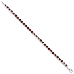 Sterling Silver Rhodium-plated Garnet and Diamond Bracelet QX853GA