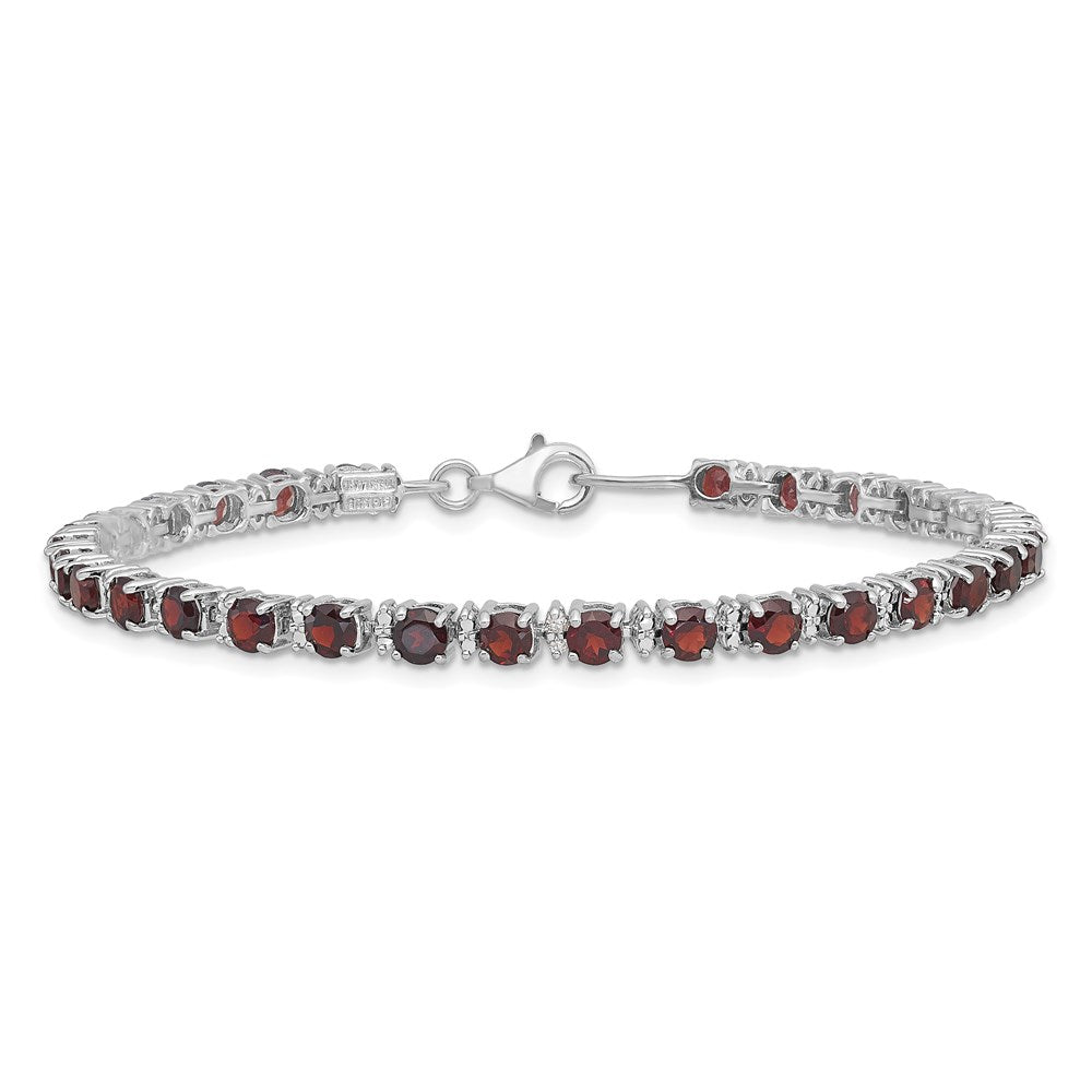 Sterling Silver Rhodium-plated Garnet and Diamond Bracelet QX853GA
