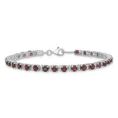 Sterling Silver Rhodium-plated Garnet and Diamond Bracelet QX853GA