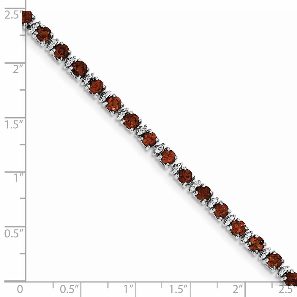 Sterling Silver Rhodium-plated Garnet and Diamond Bracelet QX853GA