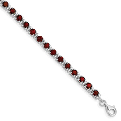 Sterling Silver Rhodium-plated Garnet and Diamond Bracelet QX853GA