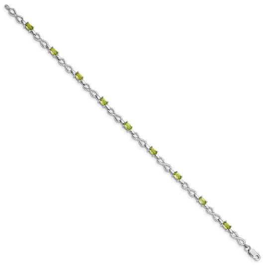 Sterling Silver Rhodium-plated Peridot Bracelet QX853PE