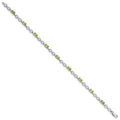 Sterling Silver Rhodium-plated Peridot Bracelet QX853PE