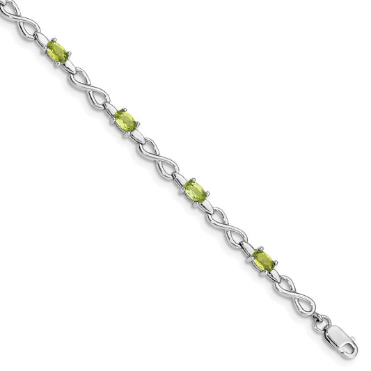 Sterling Silver Rhodium-plated Peridot Bracelet QX853PE