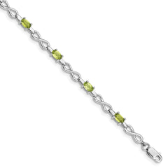 Sterling Silver Rhodium-plated Peridot Bracelet QX853PE
