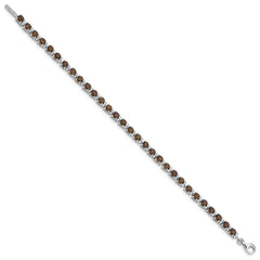 Sterling Silver Rhodium-plated Smoky Quartz and Diamond Bracelet QX853SQ