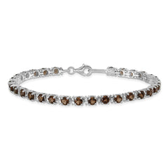 Sterling Silver Rhodium-plated Smoky Quartz and Diamond Bracelet QX853SQ