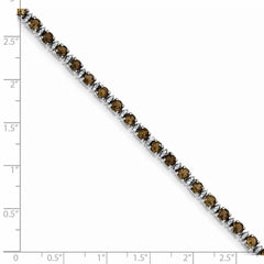 Sterling Silver Rhodium-plated Smoky Quartz and Diamond Bracelet QX853SQ