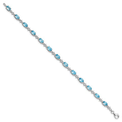 Sterling Silver Rhodium-plated Blue & White Topaz Bracelet QX854BT