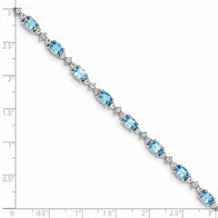 Sterling Silver Rhodium-plated Blue & White Topaz Bracelet QX854BT