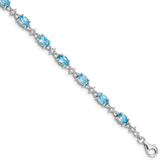Sterling Silver Rhodium-plated Blue & White Topaz Bracelet QX854BT