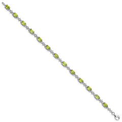 Sterling Silver Rhodium-plated Peridot White Topaz Bracelet QX854PE