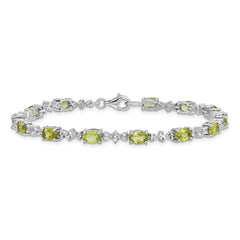 Sterling Silver Rhodium-plated Peridot White Topaz Bracelet QX854PE