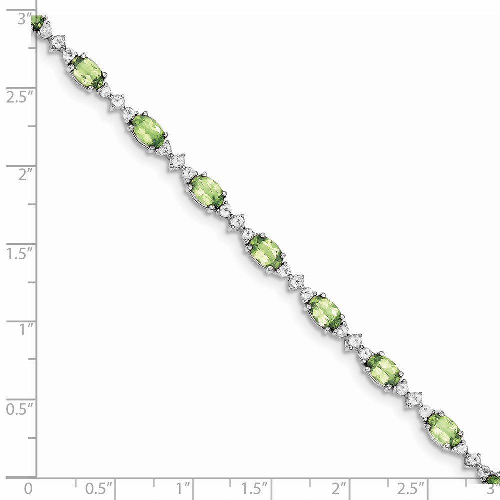 Sterling Silver Rhodium-plated Peridot White Topaz Bracelet QX854PE