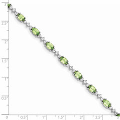 Sterling Silver Rhodium-plated Peridot White Topaz Bracelet QX854PE