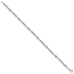 Sterling Silver Rhodium-plated Aquamarine and Diamond Bracelet QX855AQ