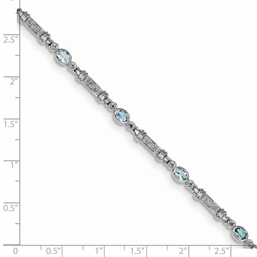 Sterling Silver Rhodium-plated Aquamarine and Diamond Bracelet QX855AQ