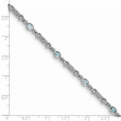 Sterling Silver Rhodium-plated Aquamarine and Diamond Bracelet QX855AQ