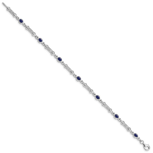 Sterling Silver Rhodium-plated Sapphire and Diamond Bracelet QX855S