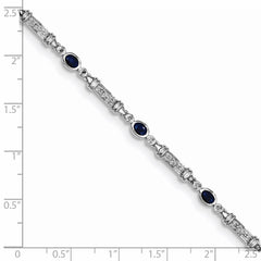 Sterling Silver Rhodium-plated Sapphire and Diamond Bracelet QX855S